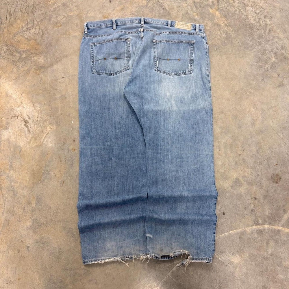 Polo Ralph Lauren Vintage Y2K Baggy Distressed Light Wash Jeans 48x32 Blue